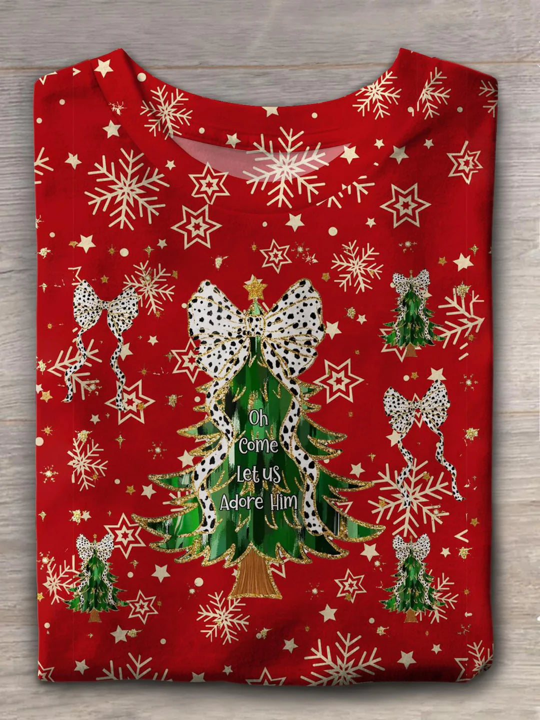 T-shirt ras du cou à paillettes et motif sapin de Noël