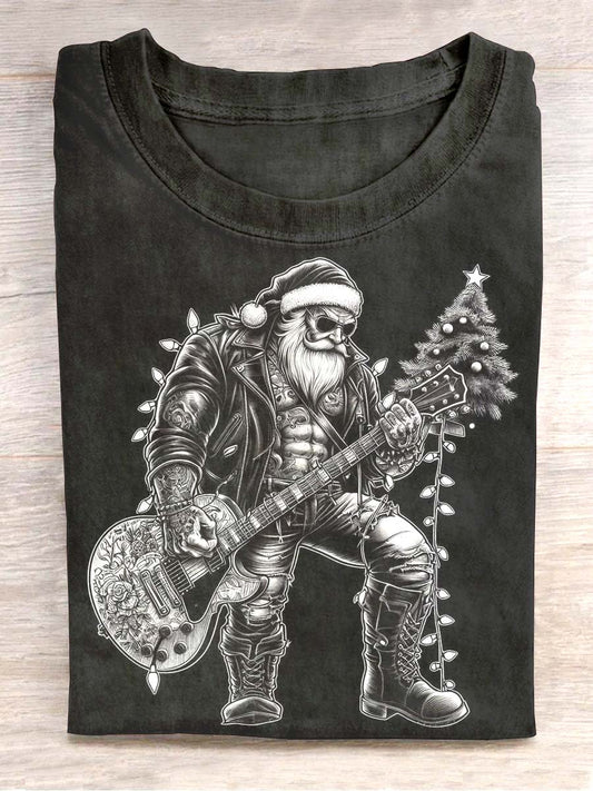 Unisexe Punk Rock Santa Imprimé Casual Crew Neck T-Shirt