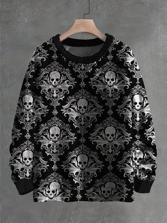 Vintage Fantasy Skull Art Print Casual Pull en tricot