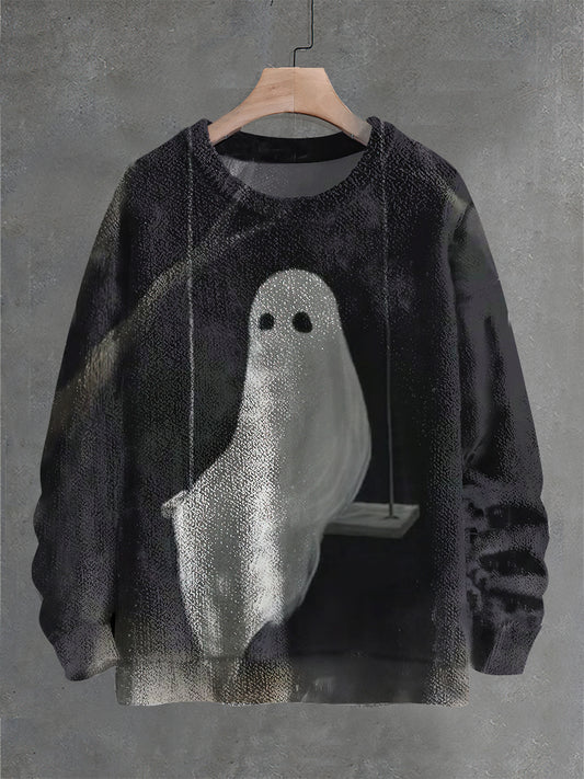 Vintage Ghost Art Print Casual Pull en tricot