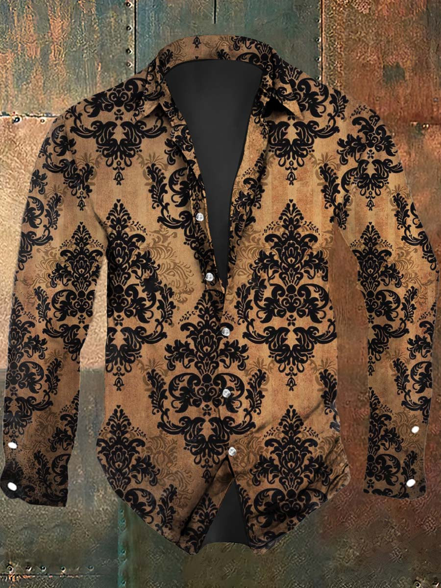 Chemise Homme Imprimé Baroque Gothique à Manches Longues