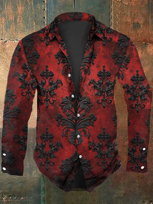 Chemise Homme Imprimé Baroque Gothique à Manches Longues