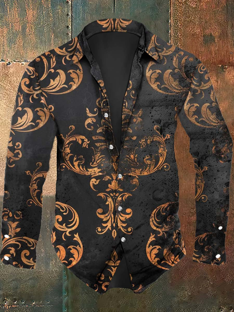 Chemise Homme Imprimé Baroque Gothique à Manches Longues