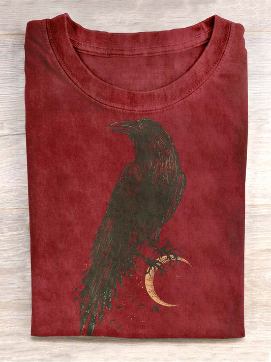 Unisexe Vintage Raven Imprimer Casual col rond T-shirt à manches courtes