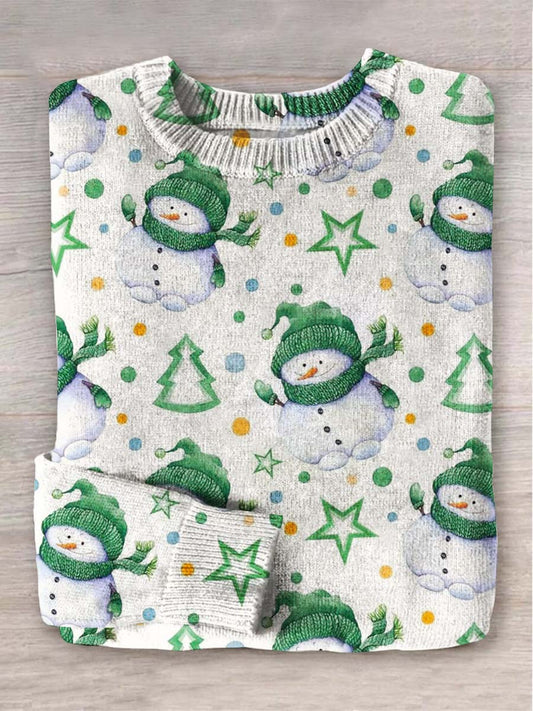 Pull Décontracté Imprimé Bonhomme de Neige de Noël Unisexe