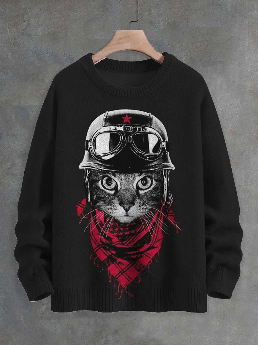 Unisexe Punk Rock Cat Print Casual Ras du cou Pull