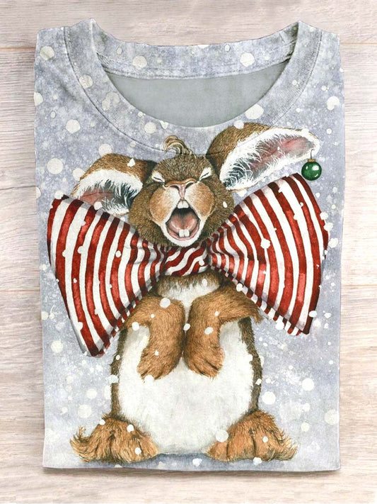 T-shirt à manches courtes décontracté imprimé lapin mignon de Pâques