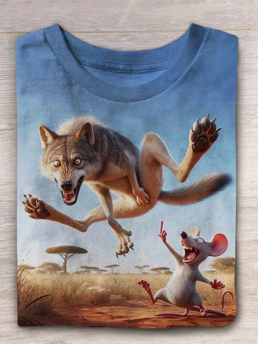 T-shirt décontracté à manches courtes à imprimé animal