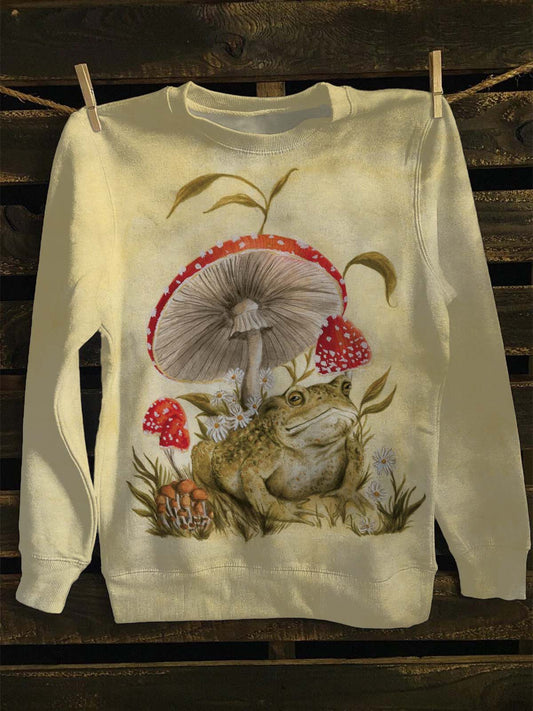 Unisexe grenouille et champignon Imprimer Casual Crewneck Sweatshirt