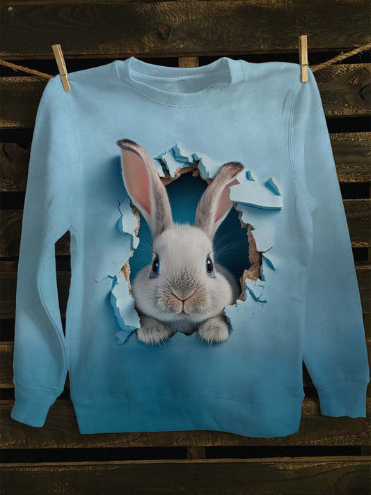 Unisexe 3D mignon lapin imprimé Casual Crewneck Sweatshirt