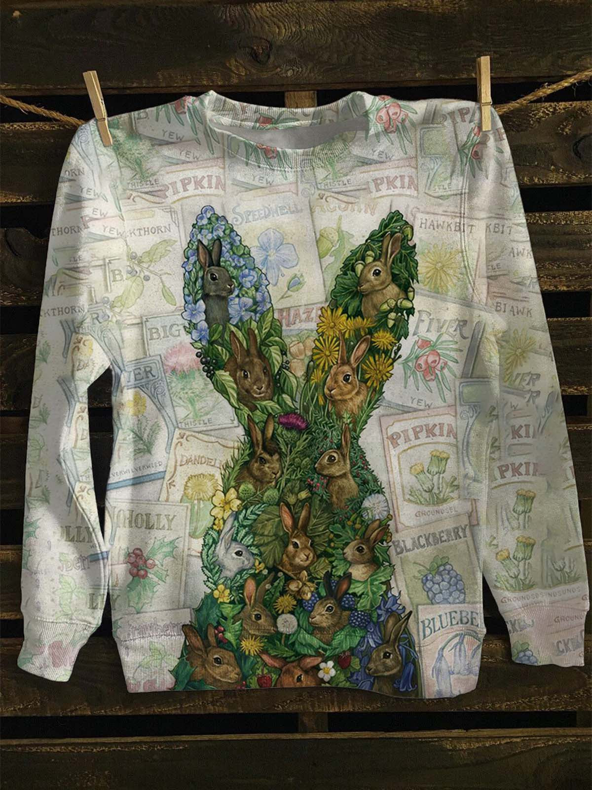 Sweat-shirt décontracté unisexe imprimé lapin abstrait