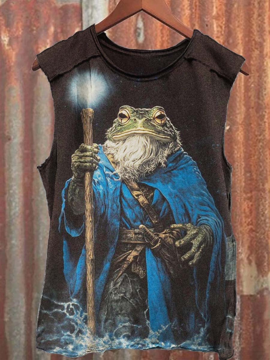 Débardeur décontracté à imprimé Frog Wizard Unisexe