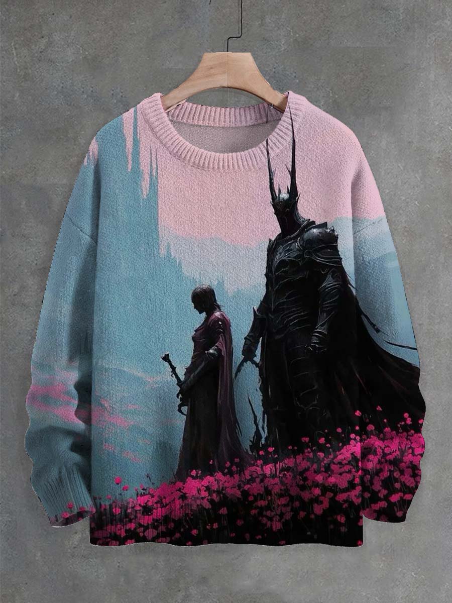 Pull décontracté à imprimé floral Knight Unisexe