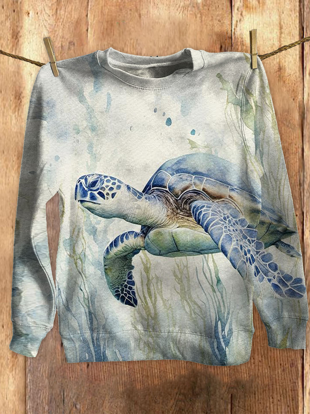 Mignon tortue imprimé ras du cou rétro mode lâche Sweat à manches longues