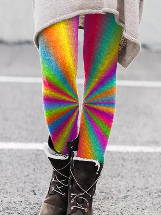 Leggings décontractés à imprimé dégradé multicolore Hippie vintage pour femmes