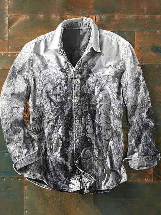 Chemise décontractée à manches longues Mythical Treehugger Print pour hommes