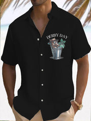 Men's Derby Horse Print Resort Short Sleeve Shirt