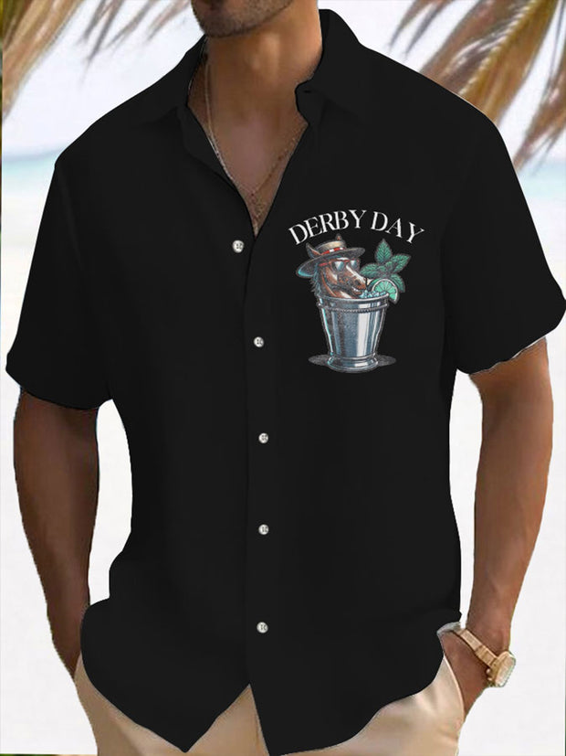 Men's Derby Horse Print Resort Short Sleeve Shirt