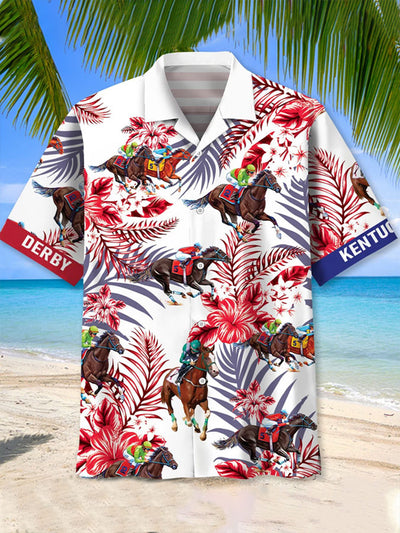 Men's Derby Horse Print Short Sleeve Shirt