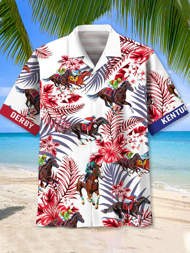 Men's Derby Horse Print Short Sleeve Shirt
