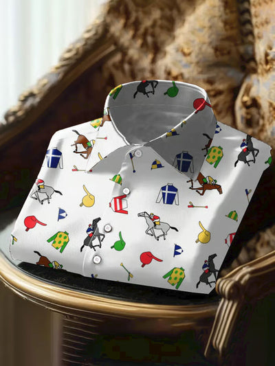 Men's Derby Horse Print Short Sleeve Shirt