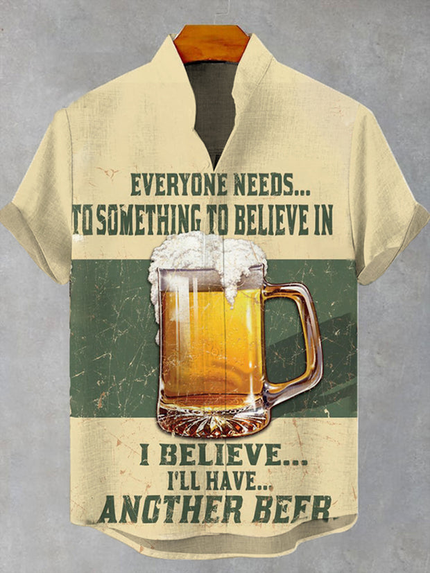 Men's Germany Beer Printed Short Sleeve Shirt