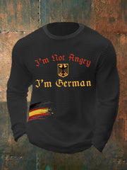 Men's I'm Not Angry I'm German Print Waffle Long Sleeve T-Shirt