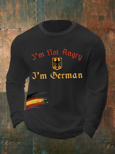 Men's I'm Not Angry I'm German Print Waffle Long Sleeve T-Shirt