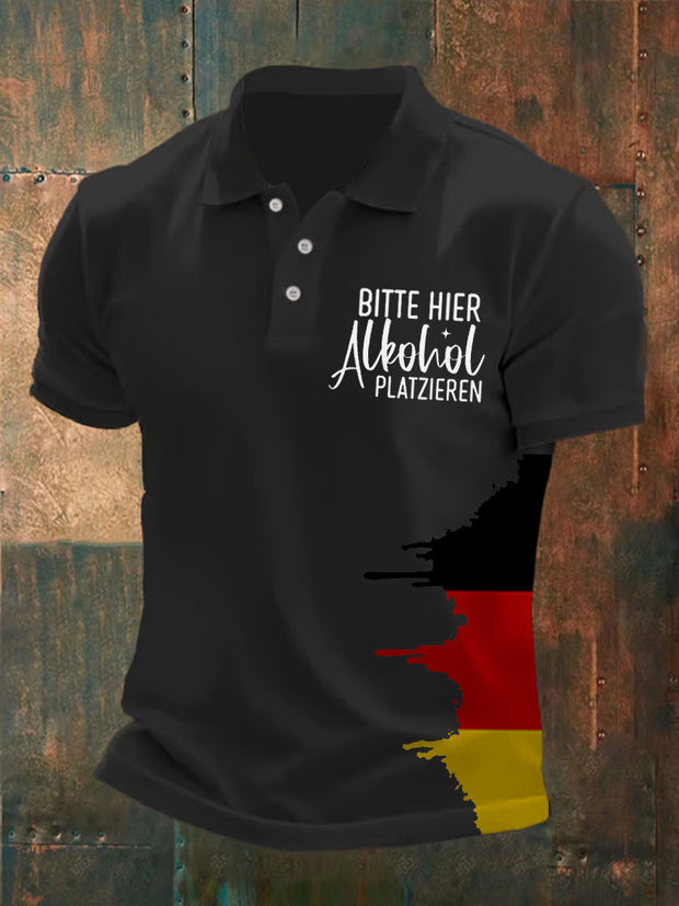 Men's Bitte Hier Alkohol Platzieren Printed POLO Shirt