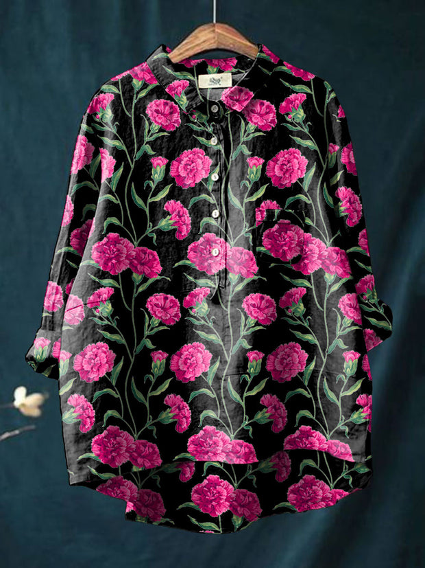 Women's Mother's Day Floral Carnations Printed Shirt