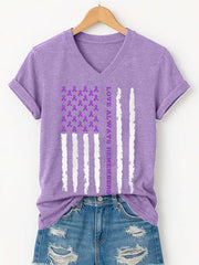 Women's Love Always Remembers Alzheimer's Awareness Support V-Neck Tee