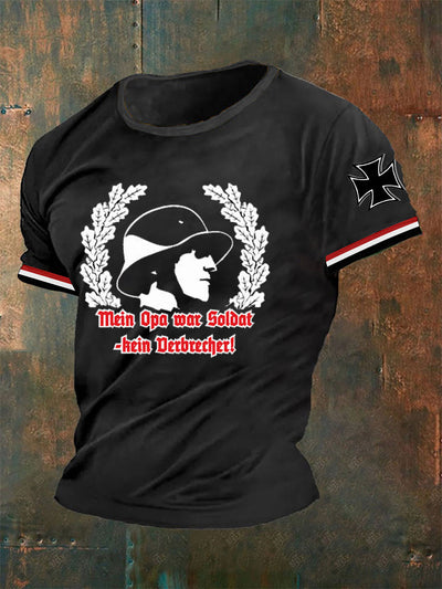 Mein Opa War Soldat Kein Verbrecher Bedrucktes Kurzarm-T-Shirt für Männer