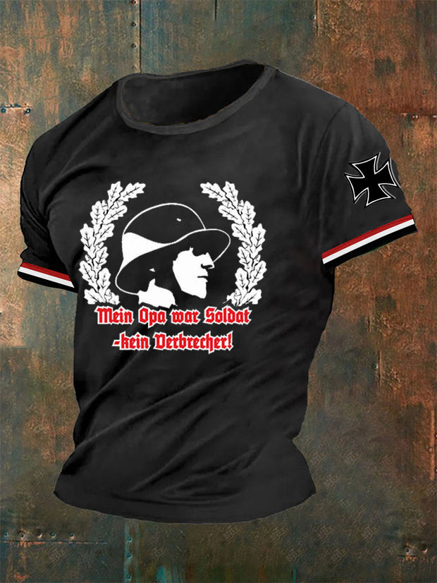 Mein Opa War Soldat Kein Verbrecher Bedrucktes Kurzarm-T-Shirt für Männer