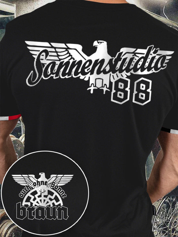 Männer Auch ohne Sonne Braun 88 bedrucktes Kurzarm-T-Shirt