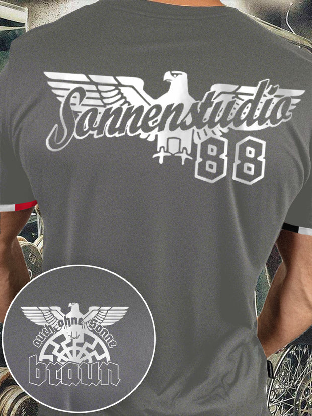 Männer Auch ohne Sonne Braun 88 bedrucktes Kurzarm-T-Shirt