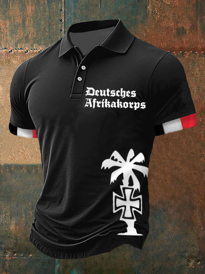 Herren Deutsches Afrika korps Bedrucktes Kurzarm-Polos hirt