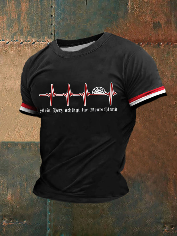 Herren Mein Herz schlägt für Deutschland bedrucktes Kurzarm-T-Shirt