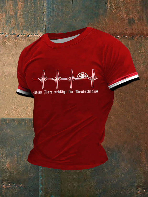 Herren Mein Herz schlägt für Deutschland bedrucktes Kurzarm-T-Shirt