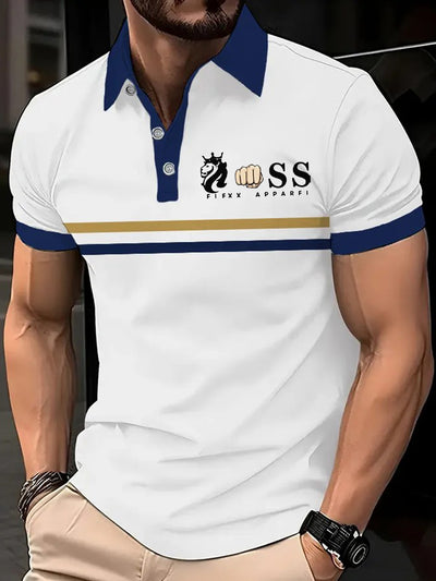 Herren Vintage Schriftzug lässig Polo-Shirt