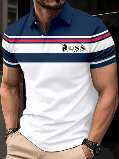 Herren Vintage Schriftzug lässig Polo-Shirt
