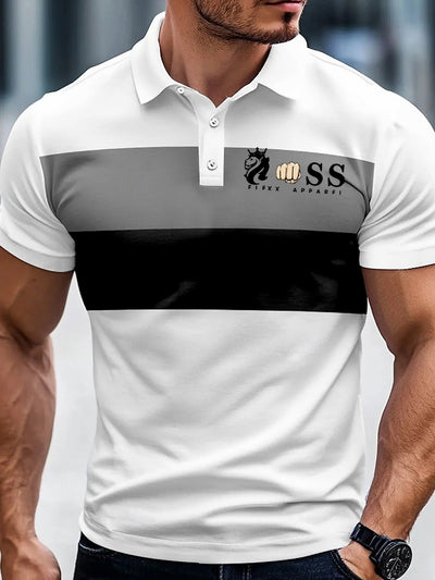 Herren Vintage Schriftzug lässig Polo-Shirt