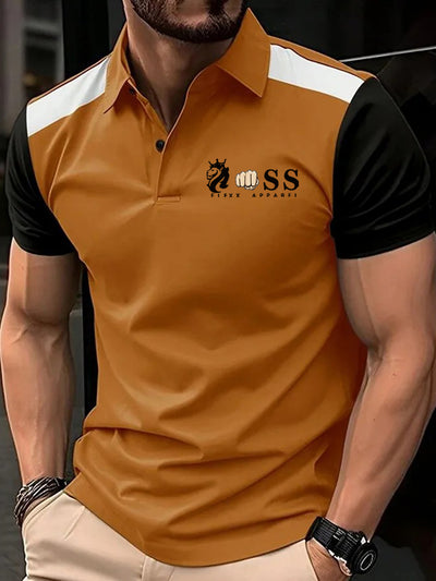 Herren Vintage Schriftzug lässig Polo-Shirt