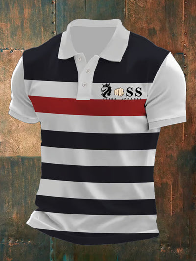Herren Vintage Schriftzug lässig Polo-Shirt