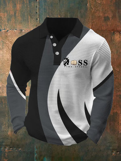 Herren Waffel lässig bedruckt Polo-Shirt