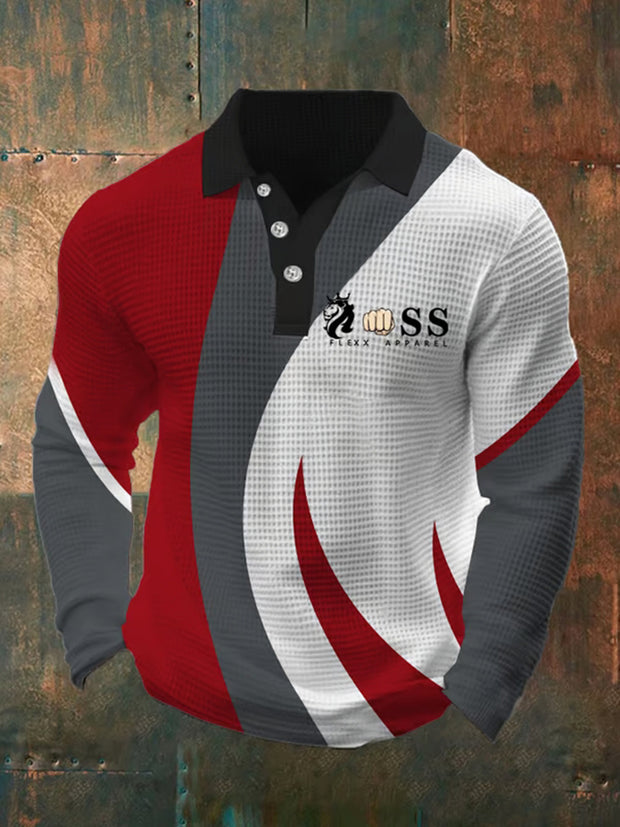 Herren Waffel lässig bedruckt Polo-Shirt