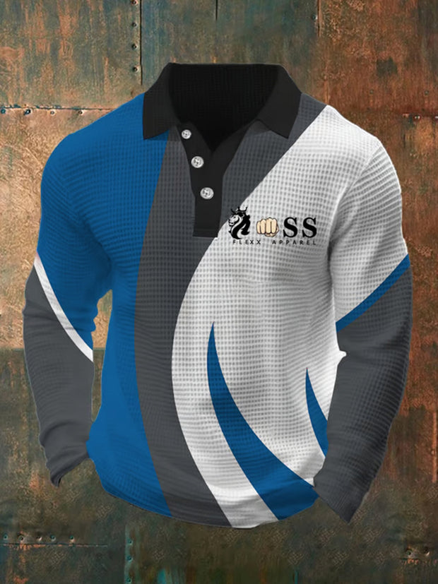 Herren Waffel lässig bedruckt Polo-Shirt