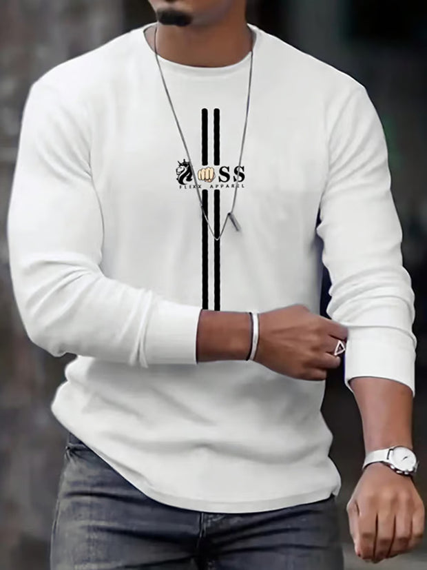 Herren Vintage Schriftzug lässig Langarm Sweatshirt mit Rundhals ausschnitt