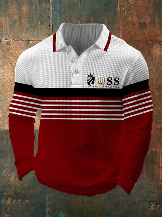 Herren Waffel lässig bedruckt Polo-Shirt
