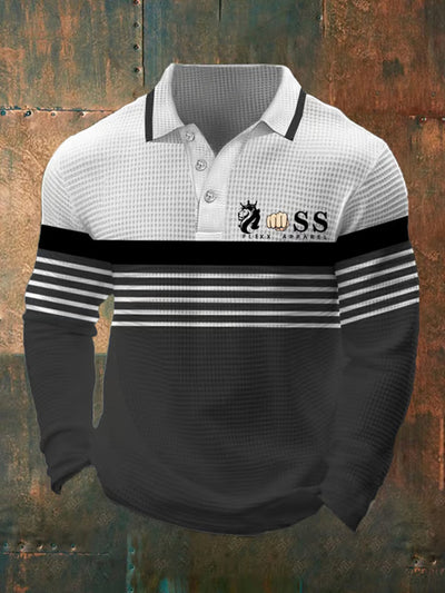 Herren Waffel lässig bedruckt Polo-Shirt