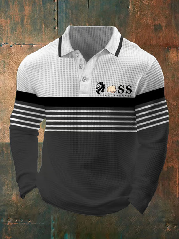 Herren Waffel lässig bedruckt Polo-Shirt